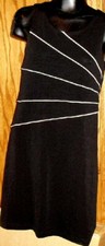 NICOLE MILLER New York City black with white stripes bandage bodycon Dress