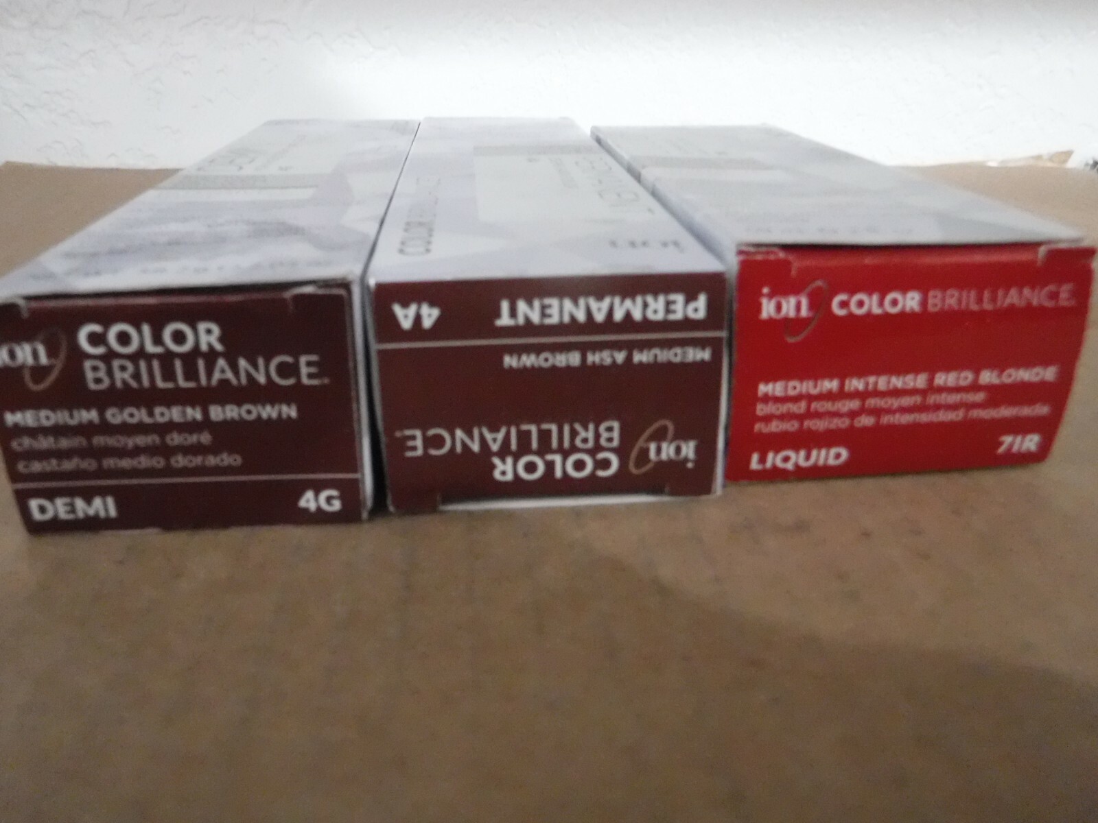 (LOT OF 3) ION PERMANENT CREME HAIR-3 DIFFERENT COLORS,4G/ 4A/ 7IR.