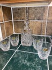 Block Mouth Blown Hand Cut 24% Lead Crystal, Czech Republic 5 Piece Decanter Set