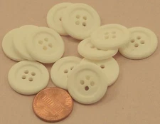 Lot of 12 Matte Cream Plastic Buttons Just Over 3/4" 20mm  # 6660