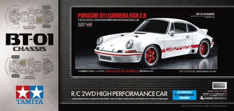 Tamiya 58740 1/10 RC 2WD Car BT-01 Chassis Porsche 911 Carrera RSR