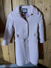 Girl Rothschild Pink With Shimmer Tweed Wool Blend Dress Coat Size 6