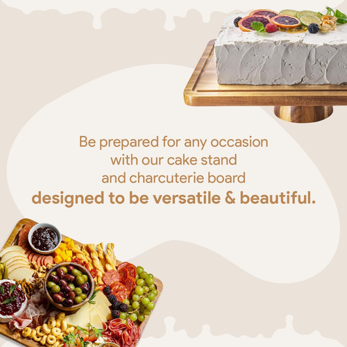 Acacia Wood Cake Stand with Lid - Rectangular Cake Holder, 2-In-1 Dessert Table - Picture 5 of 12