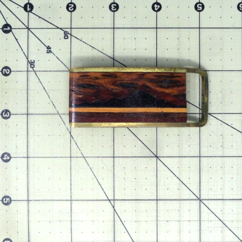 异国情调的木质景观镶嵌礼服皮带扣山脉复古 70 年代工匠 .NOX116 — 第 3/4 张图片