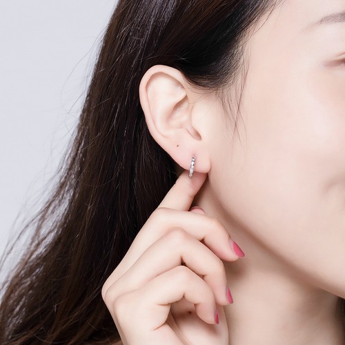 Voroco Girl Fashion Simple earclip earrings 100% Sterling silver With CZ Jewelry - Picture 7 of 10