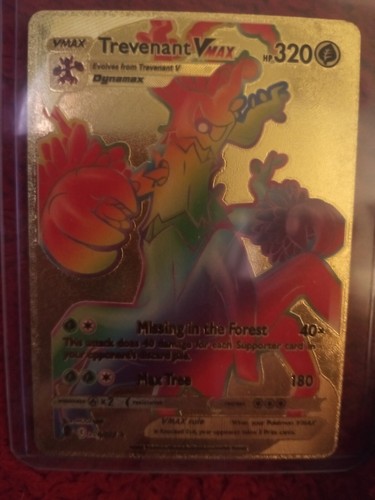 Trevenant VMAX 206/203 Rainbow HP320 - Gold Foil Fan Art Pokemon Card  - Picture 3 of 4