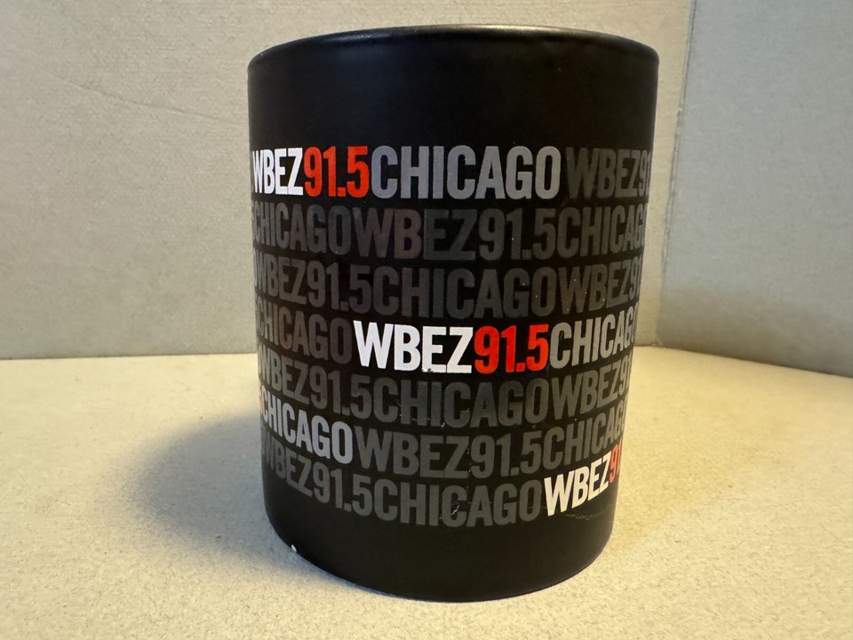 WBEZ 91.5 FM Chicago Text Chicagoland Black Ceramic Coffee Cup Mug eBay