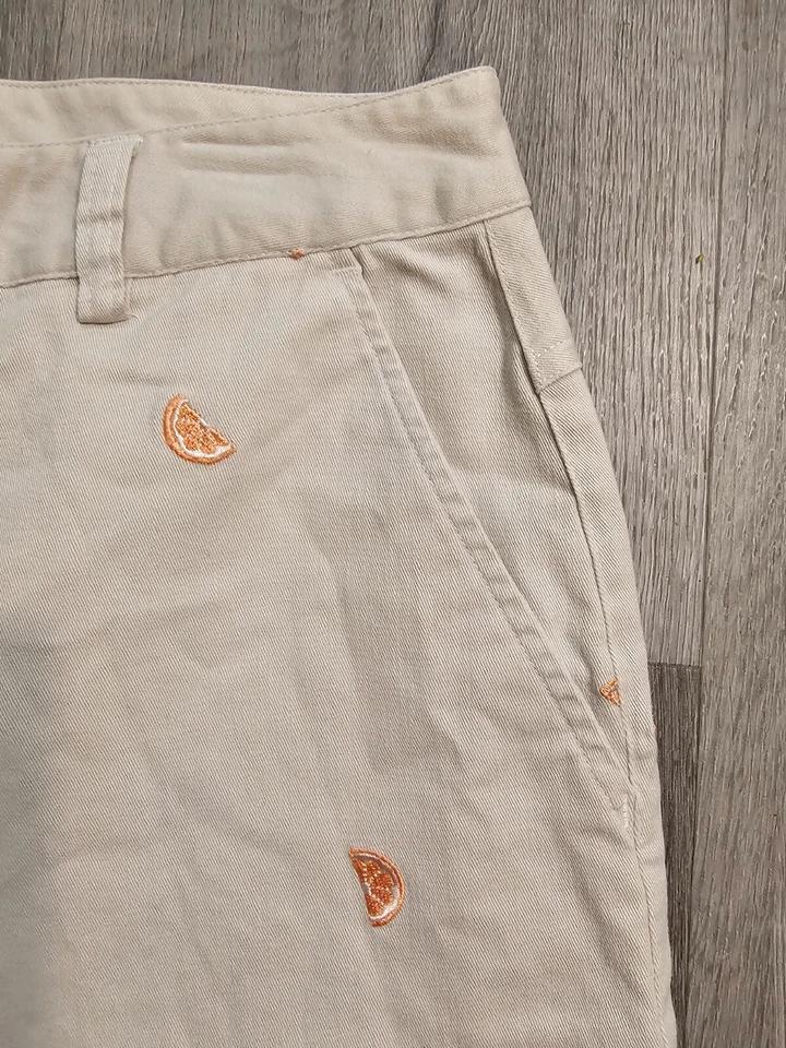 Caribbean Joe Womens Stretch Khaki Capri Cropped Pants Orange Designs Size 8 - Изображение 3 из 4