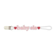 Mud Pie Baby Sis Pink Silicone Pacy Strap Pacifier Clip