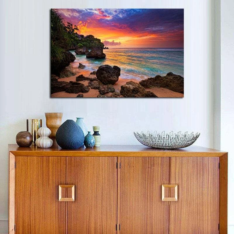 Multi Panel Print Hawaiian Beach Sunrise Canvas 5 Piece Wall Art Sunset Ocean - Image 4 of 4