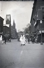 Ku Klux Klan Members Franklin St. Mid 1920s Valparaiso IN RPPC Postcard COPY