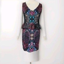 Redherring Bodycon Dress Uk 12  LNC Mixed Colours Vgc