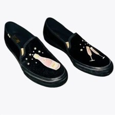 Keds New Womens sneakers Champagne - "Double Decker VelvetCheers" Velvety Black