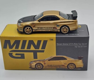 Mini GT Nissan Skyline GT-R (R34) Top Secret Gold Japan Exclusive 1:64 BNISB! 