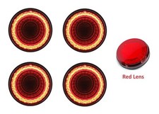 Set4 Round 4 Led Mirage Stop Turn Tail Lights - Red Ledred Lens- Stt