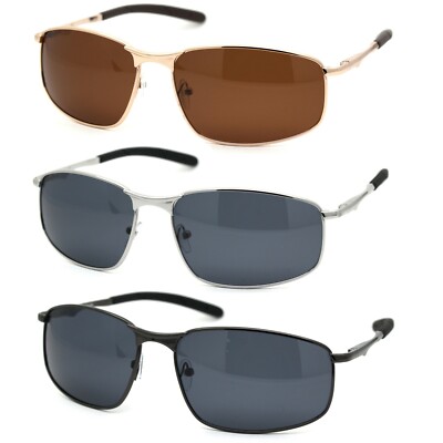 Mens Polarized Metal Rim Warp Sport Agent Sunglasses