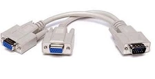 8-Inch VGA Y Splitter Cord 1 In 2 Out