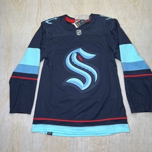 Adidas Seattle Kraken Home Authentic Hockey Jersey Men's Size 44 Black Blue