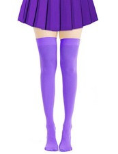 Lastclream Women Costume Thigh High Silk Stockings for Girls One Size, Purple