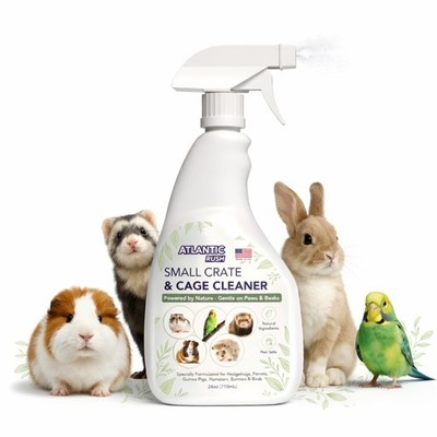 Small Animal Cage Cleaner Spray- 24oz Bottle Cage and Crate Cleaner for Guine...