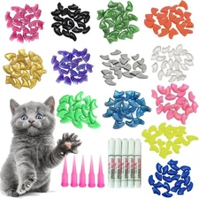 100pcs Cat Nail Caps/Tips Pet Cat Kitten Paws Covers Control Paws of 10 Nai