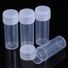 10Pcs 5ml Plastic Test Tubes Vials Sample Container with Cap for Chemistry