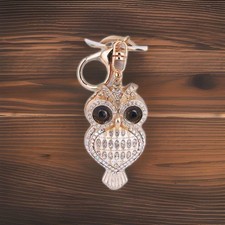 Rhinestone Owl Keychain Bag / Purse Charm / Backpack Key Chain White Accesories