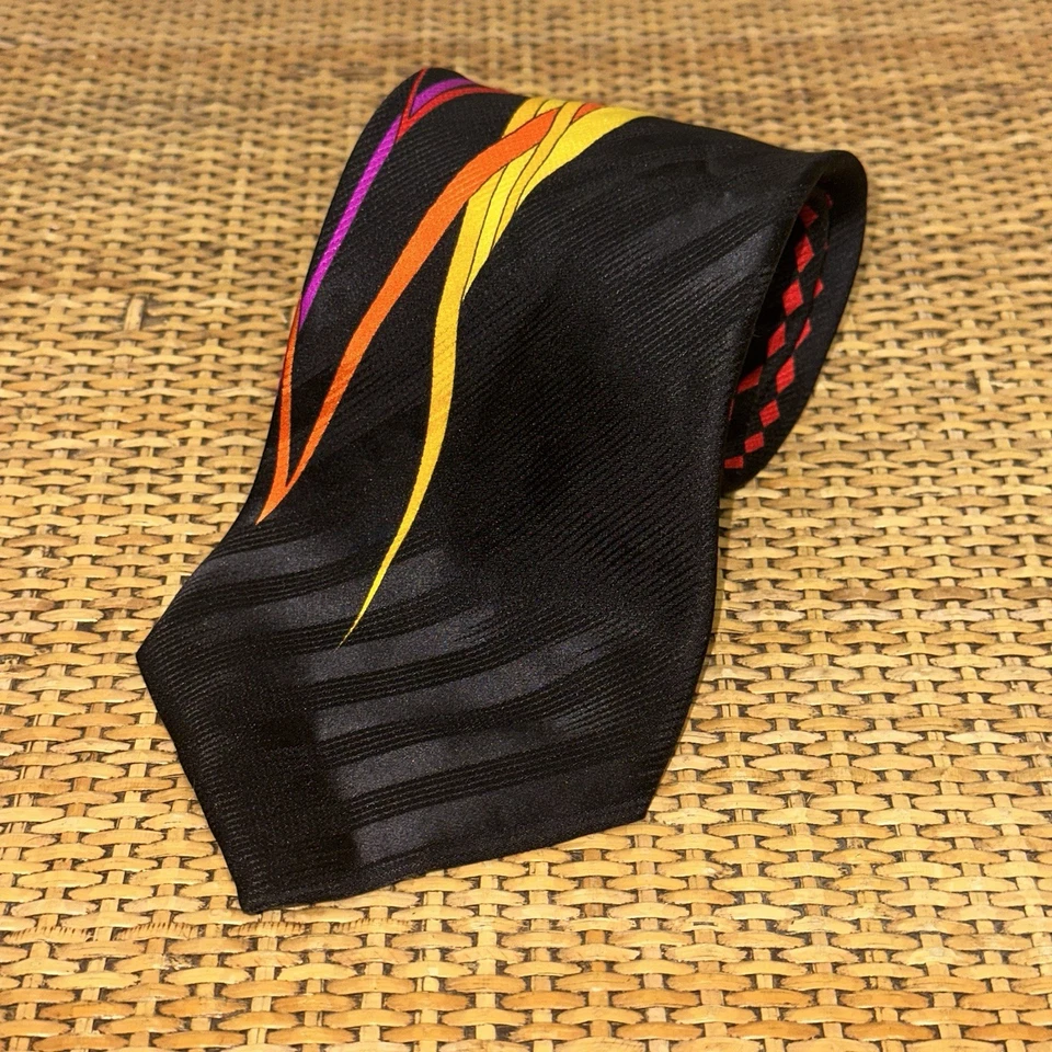 Corbata Vitaliano Pancaldi vibrante colorida cadena dorada roja orquídea 10 % seda Foto 2 de 4