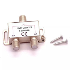 2 Way TV Aerial Splitter Coax Coaxial Cable F Type Screw Satellite Sky Virgin RF