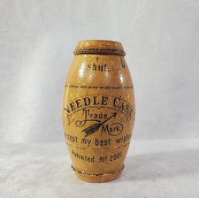 Antique ASBRO Treen Sewing Needle Case Barrel Advertising Litho 5 Needle Germany Antique ASBRO Treen Sewing Needle Case Barrel Advertising Litho 5 Needle Germany - Image 1