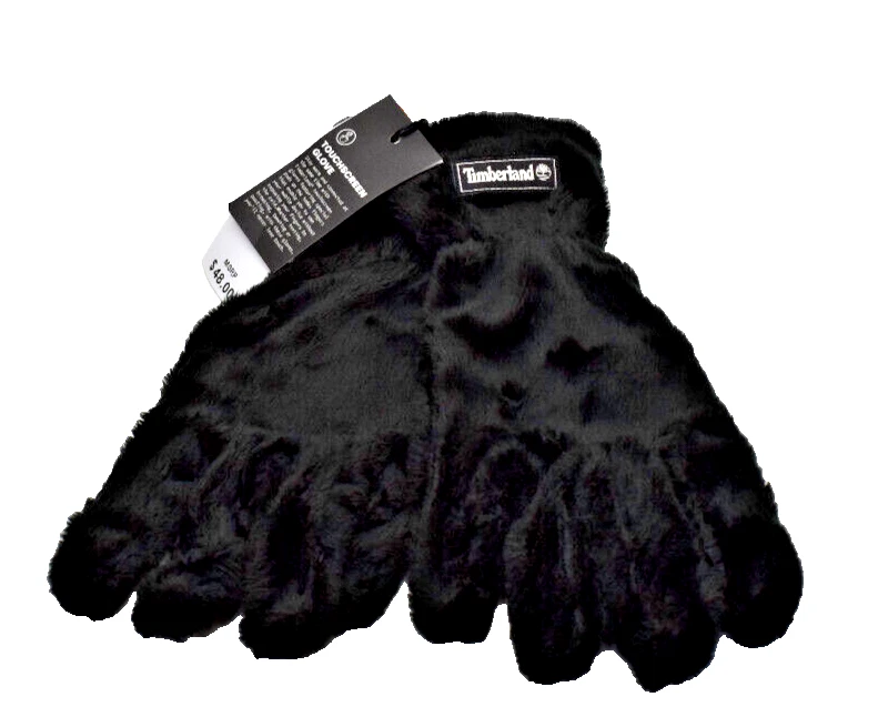 Timberland Faux Fur Touchscreen Gloves Black Size Small/Medium New! NWT