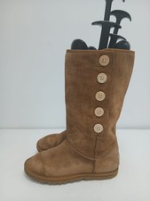 UGG Ladies Brown Suede Button Faux Fur Lined Winter Snow Boot UK 4.5 / 37-BOX228