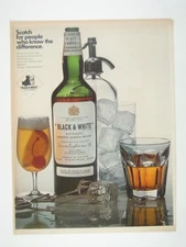 Black & White Scotch Whisky Vintage Ad 1960s Ice Cocktails Bar Decor Art