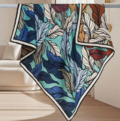 75% Cashmere 25% Silk Neckerchief 26'' Shawl Bandana Brown leaf Print Scarf Wrap