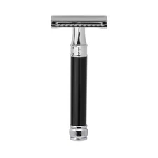 EDWIN JAGGER Ebony Black Handle Chrome Double Edge Safety Razor