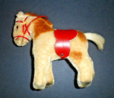 VTG 5" STEIFF PONY HORSE W SADDLE BRIDLE/REINS NO TAG MOHAIR 1950'S MUFFIE TOY