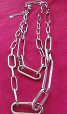 VINTAGE PL  LONG VERIGATED  SILVERTONE CHAIN 42"LOBSTER CLASP NECKLACE/BELT?