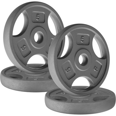 Yes4All 4 Pack Cast Iron Weight Plates w/ 1'' Hole & Tri-Grip Handles, 5 Pounds