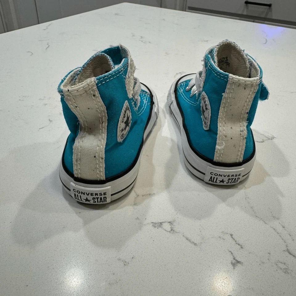 BABY GIRL HIGH TOP CONVERSE - VERDE AZULADO CON MANCHAS TALLA 4 Foto 3 de 4