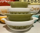 Pyrex Verde Stamp Cinderella Mixing Bowl Set of 4 Nesting