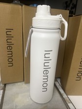 Lululemon 24 oz Back to Life Sport Bottle w/ Straw and Lid White/ USA