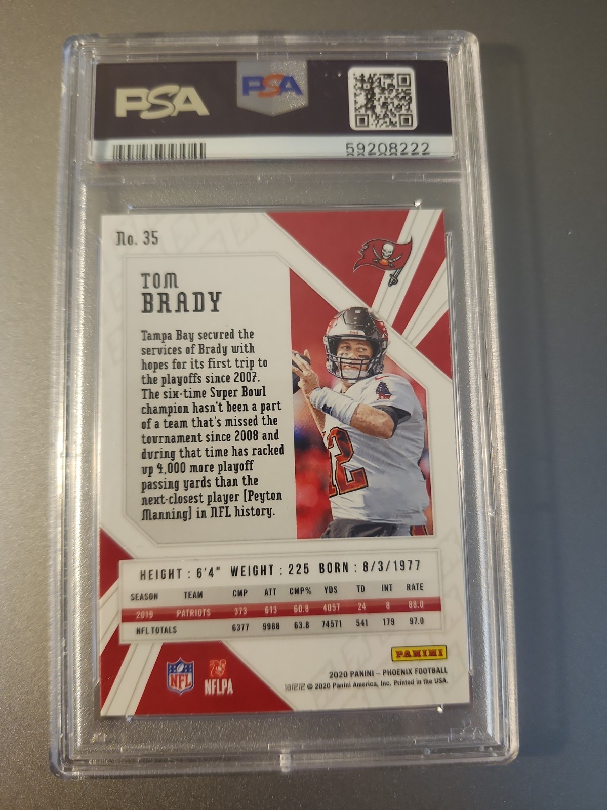 2020 Panini Phoenix - Tom Brady #35 Fire Burst Tampa Bay Buccaneers  PSA 8  view 2