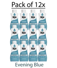 12 Bottles of Rit Evening Blue All Purpose Dye 8.0 FL OZ 236 mL New Sealed 
