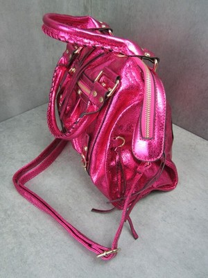 WOW Damen Shopper Tasche Pink Metallic Glanz Gold Details verspielter Hingucker