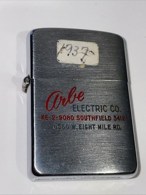 Vintage 30's Zippo Advertising Lighter Arbe Electric Co. Pat