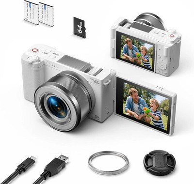 5K Digital Camera with 6XOptical Zoom 2026 Vlogging Camera Flash Anti-Shake 64GB