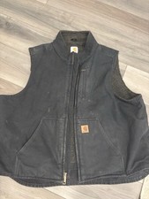 Carhartt Sherpa Lined Duck Vest Men  s 2XL Black Full Zip Workwear Rugged
