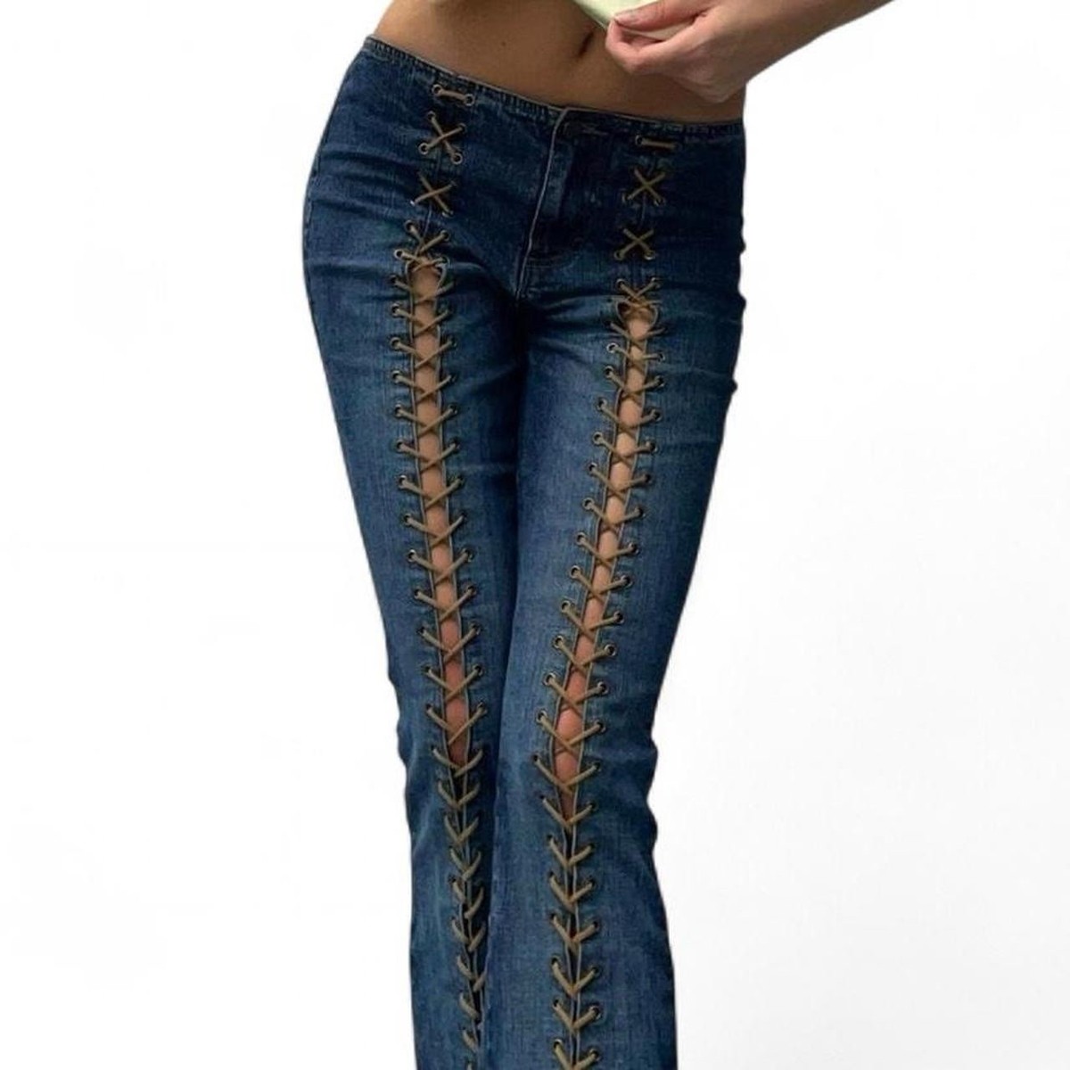 Mudd Lace Up Front Flare Jeans 5 Low Rise Bareback Hip Hugger
