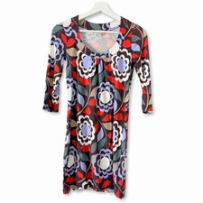Boden 3/4 Sleeve Mod Retro Floral Scoop Neck Dress Size 4