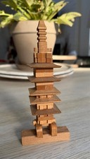 Vintage Wooden Japanese Pagoda Puzzle INTRICATE more pieces than most Wood